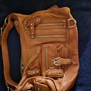 Brown Leather handbag Width 12in X 7in with Zipper